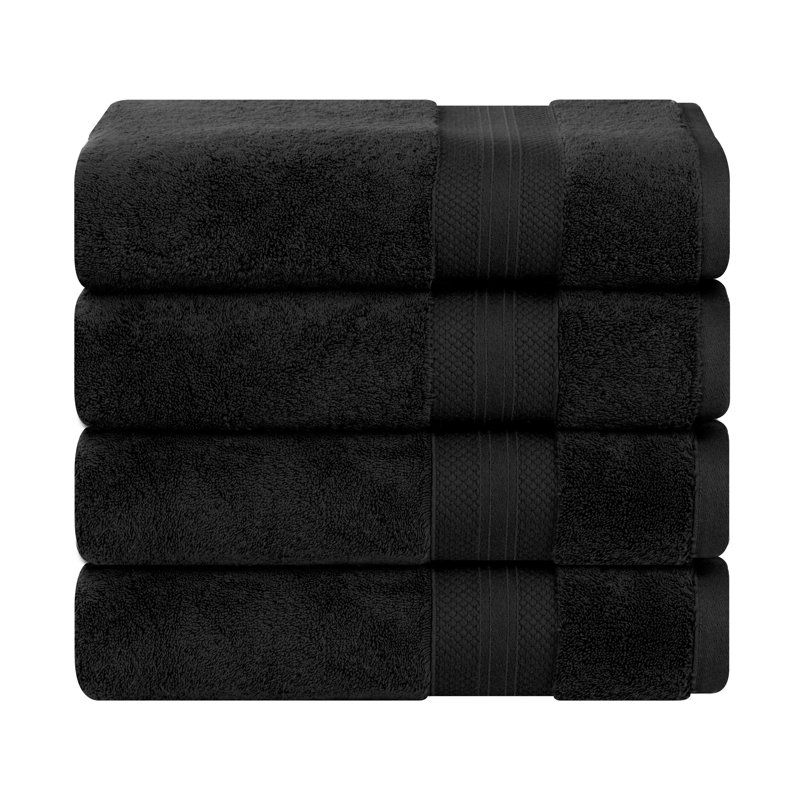 Serviette de bain en coton Aria, Noir