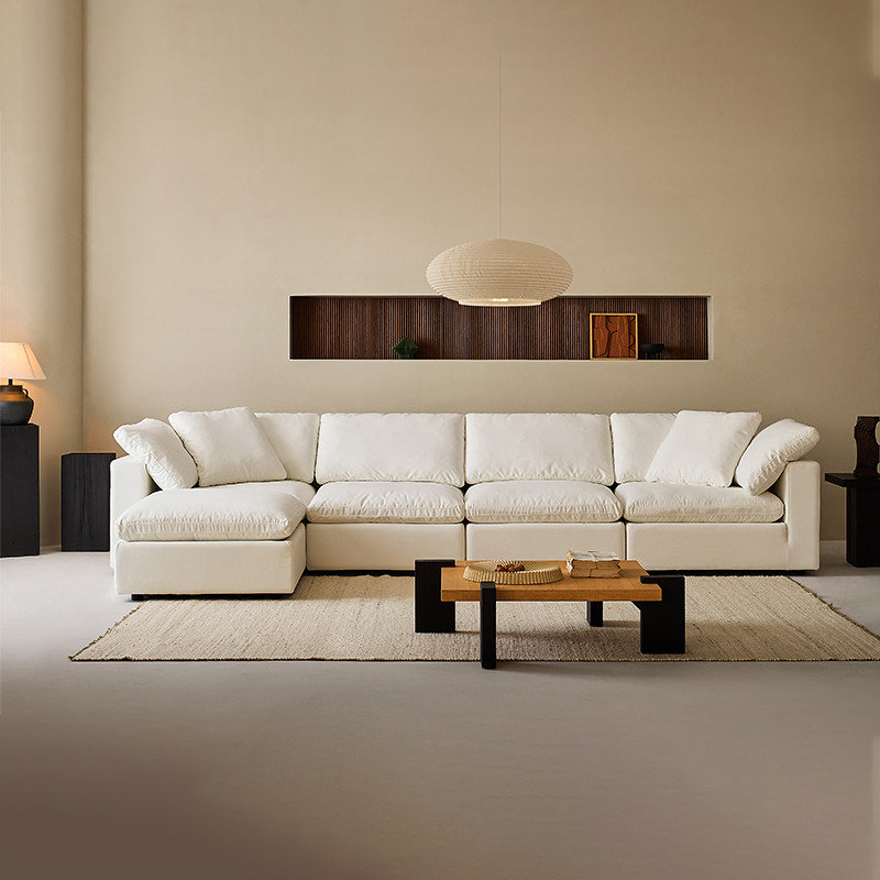 Canapés modulaires 4 places et 1 repose-pieds, Beige