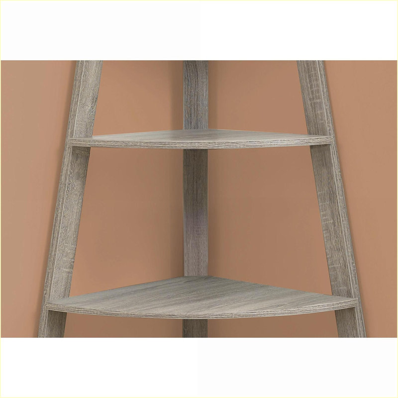 Bibliothèque de coin à 4 niveaux avec bibliothèque, H 60 po contemporain taupe foncé | Taupe | Panneau de particules, Taupe