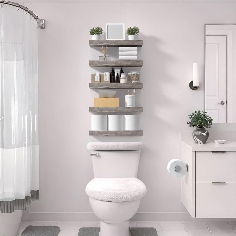 Tablettes flottantes 16 po pour mur (paquet de 5, gris)