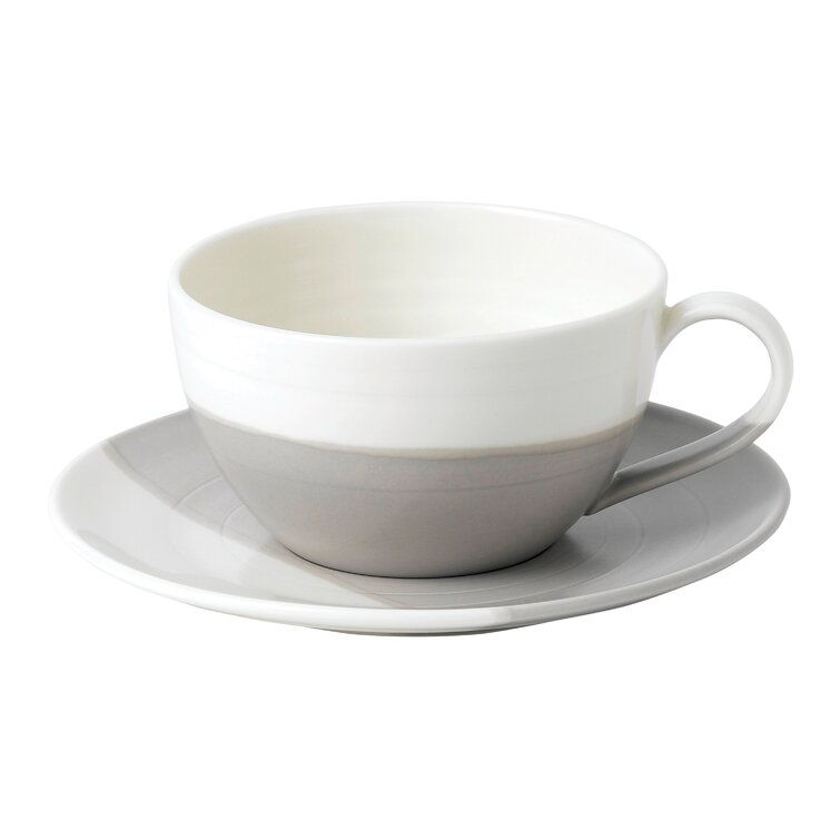 Le Creuset Stoneware Set of 2 Cappuccino Cups and Saucers , 7 oz. each,  White