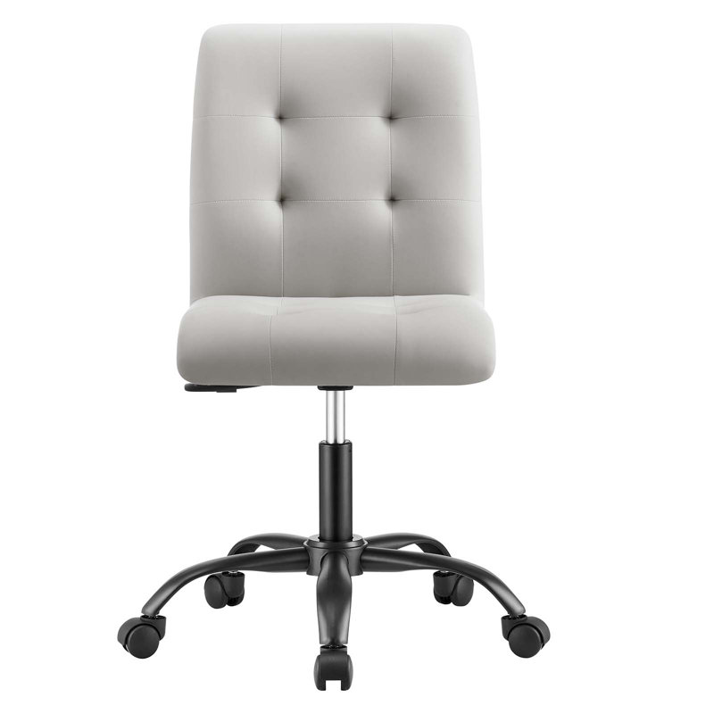 Modway Prim Armless Vegan Leather Office Chair, Light Gray