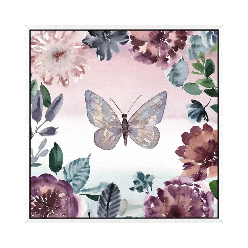 Purpose Butterfly by Stephanie Ryan - Painting on Canvas, 45.72cm H x 45.72cm W x 3.81cm D, White Floater Framed
