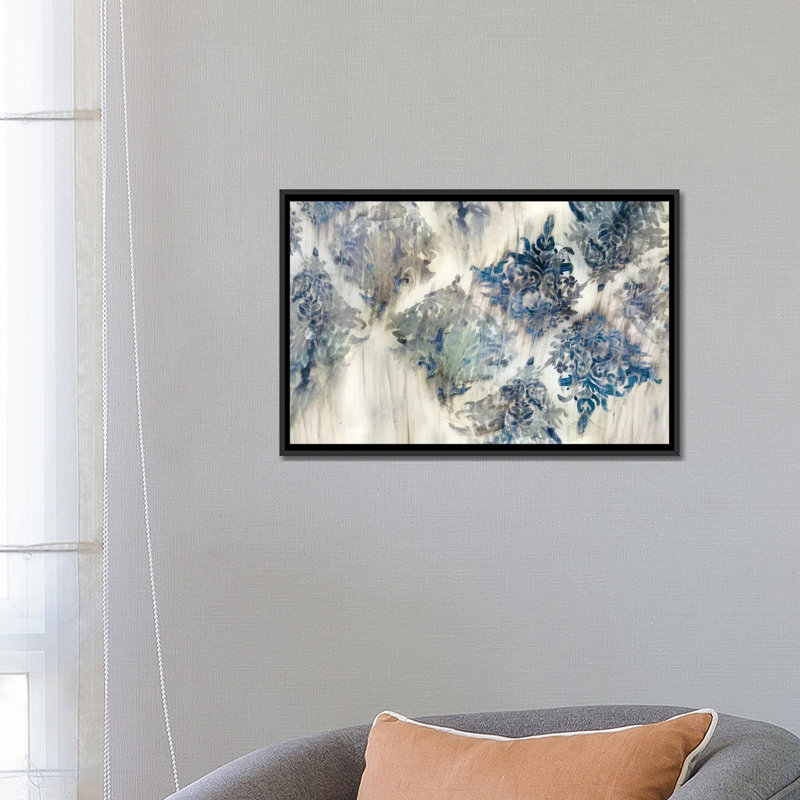 «Lucid Damask II», impression sur toile, H 18 po x l 26 po x P 1,5 po, Toile avec cadre noir, Pas de tapis