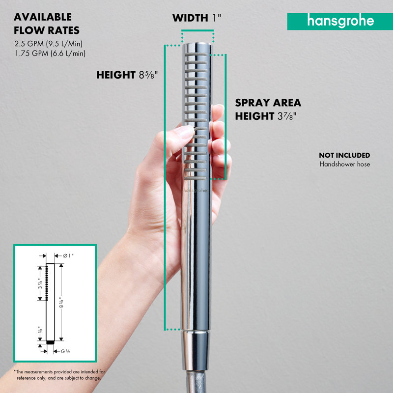 hansgrohe Pulsify S Baton Handshower 105 1-Jet, Chrome, 1.75 GPM