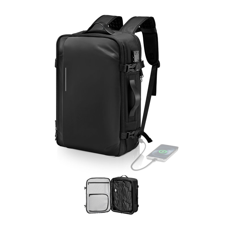 Sac à dos de voyage à compression 65L extensible avec verrou TSA - Bagage de cabine résistant à l'eau pour affaires et aventure
