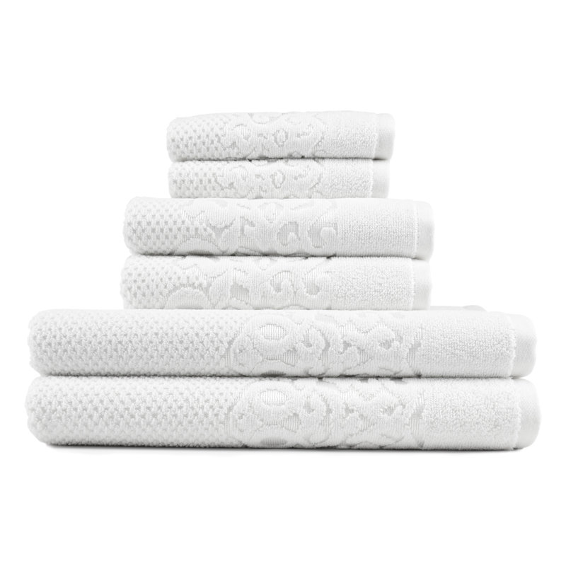 Ensemble de serviettes en coton turc 6 pièces Travers, Blanc