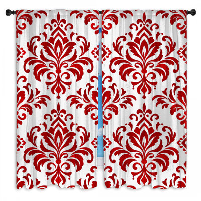 Red Damask Pattern Window Curtains Damask Sheer & Room Darkening - 2 Panels