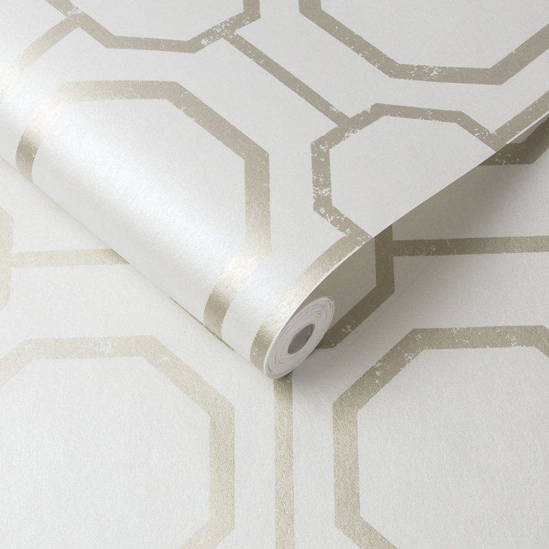 Sashiko Geometric Wallpaper Roll, Pearl