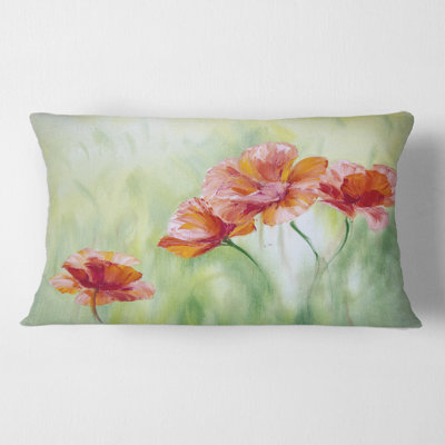 Blossoming Poppies I Rectangular Pillow Cover & Insert