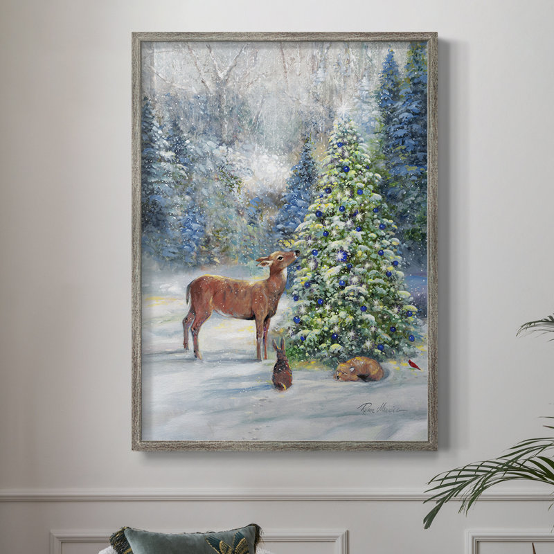 Winter Gathering Framed Print - Solid Wood, 11" H x 9" W