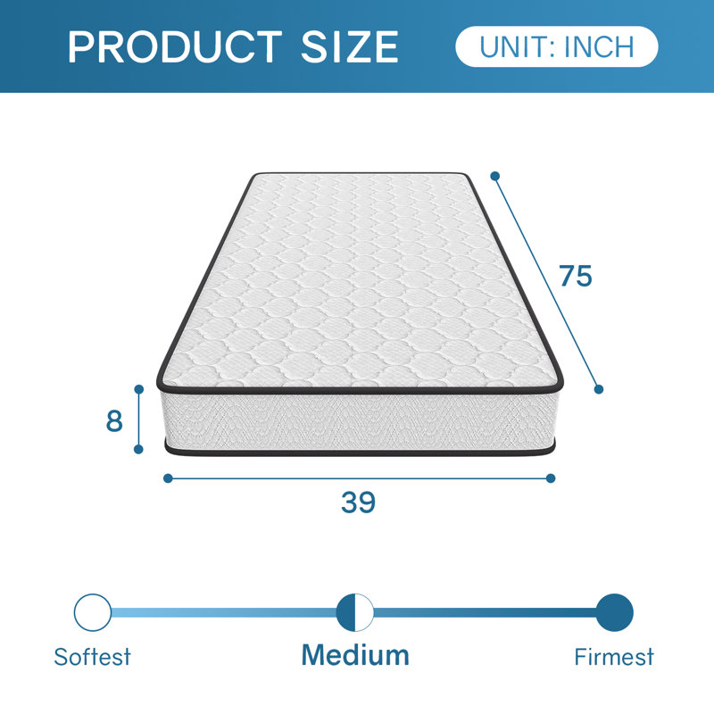 Scheinman FDW Firm Memory Foam Mattress, Twin, Standard Profile (8”)