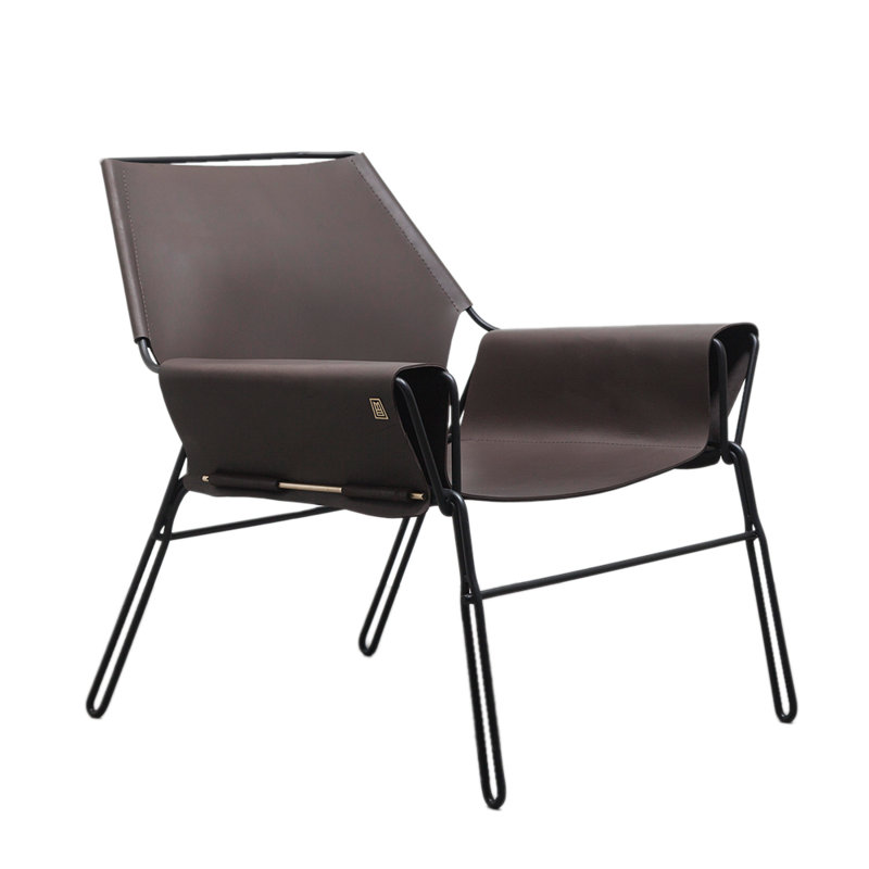 Perfidia Leather Lounge Chair, Brown Genuine Leather