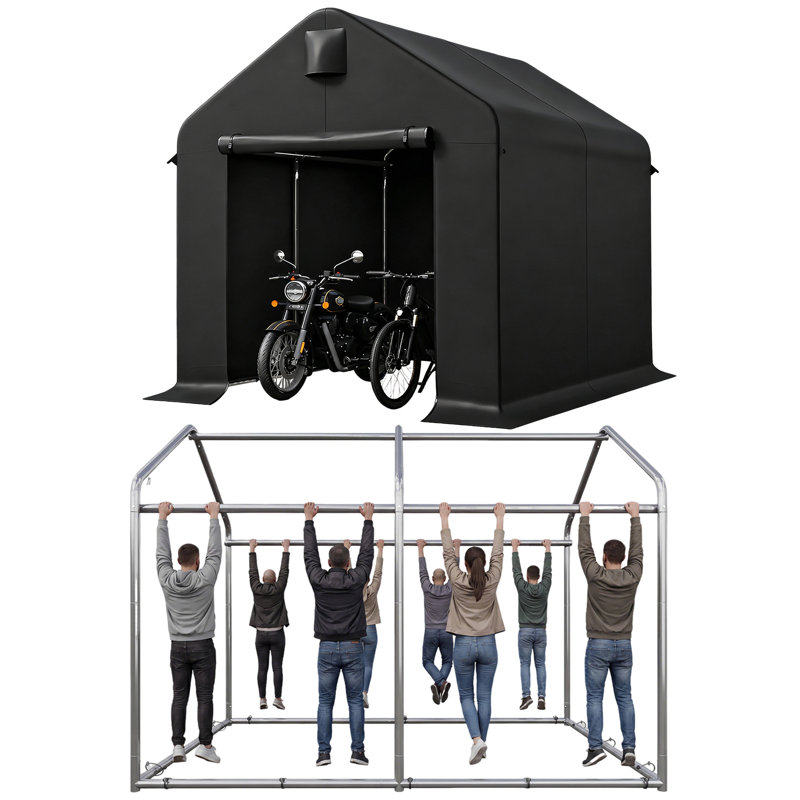 6.2 Ft. W X 7.6 Ft. D Polyethylene Portable Carport, Black