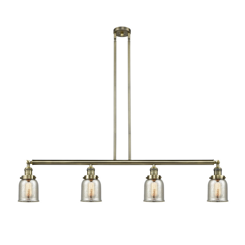 Hallmar 4 - Light Kitchen Island Pendant, Antique Brass, LED, Silver Plated Mercury