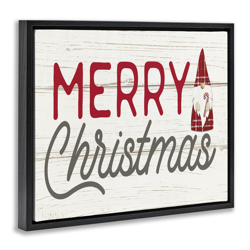 «Merry Christmas Sentiments Gnome», art mural encadré sur toile flottante par PDR, LLC, Cadre flottant noir de jais