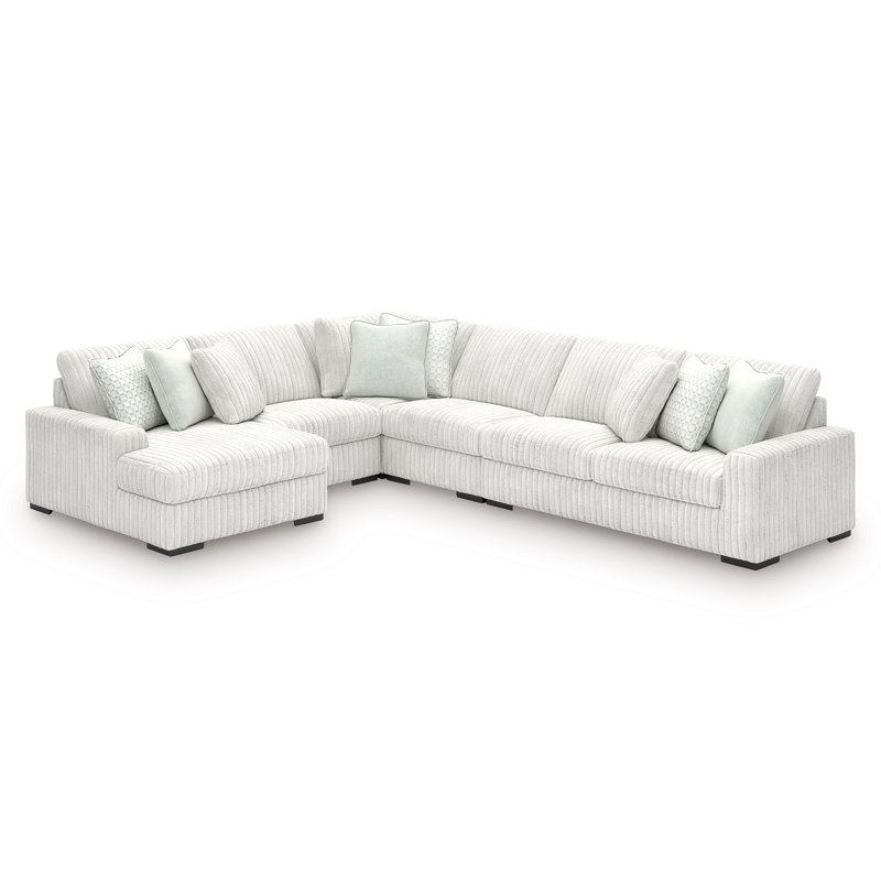 Canapé modulaire 5 pièces avec méridienne Stupendous, Polyester gris