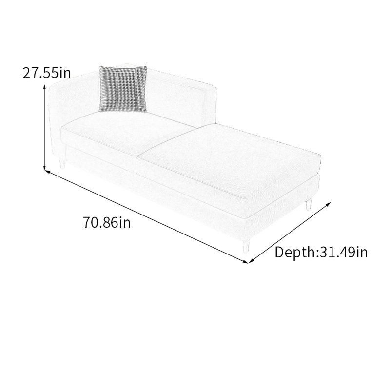 Chaise longue Minimalist Elegant, Marine, Orienté à gauche (vu de face)