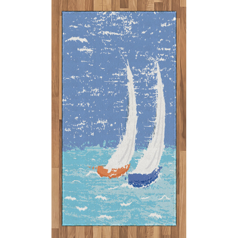 Nautical High Density Long Fiber Poly Threads Decorative Area Rug Carpet, Rectangle 2'7" x 5'