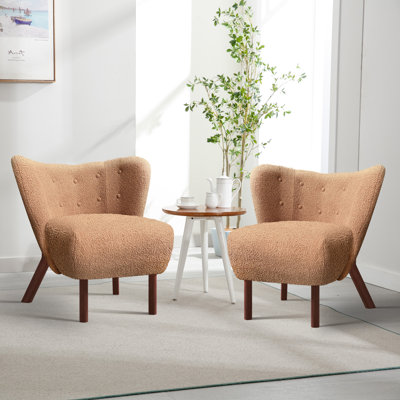 Folden 31.5Wide Modern Fancy Upholstered Tufted Wingback Accent Chair with Wood Legs by George Oliver