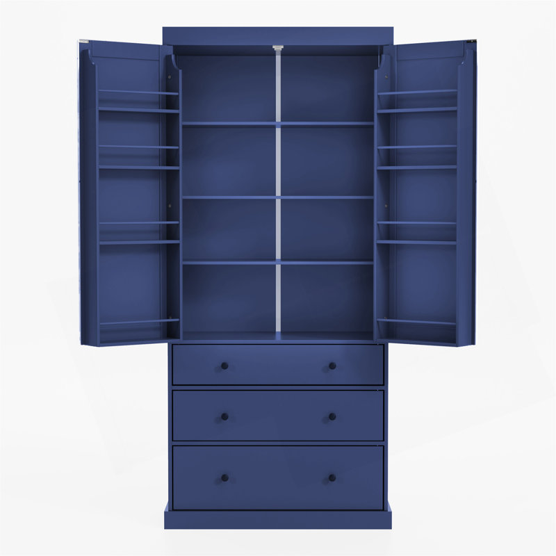 Garde-manger autoportant de 77 pouces avec tablettes réglables, tablettes de porte et tiroirs pour un rangement efficace