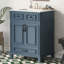 Meuble-lavabo de salle de bain avec lavabo en céramique, structure en bois massif, portes à fermeture douce, style rétro en bleu pour un rangement élégant-1279017560
