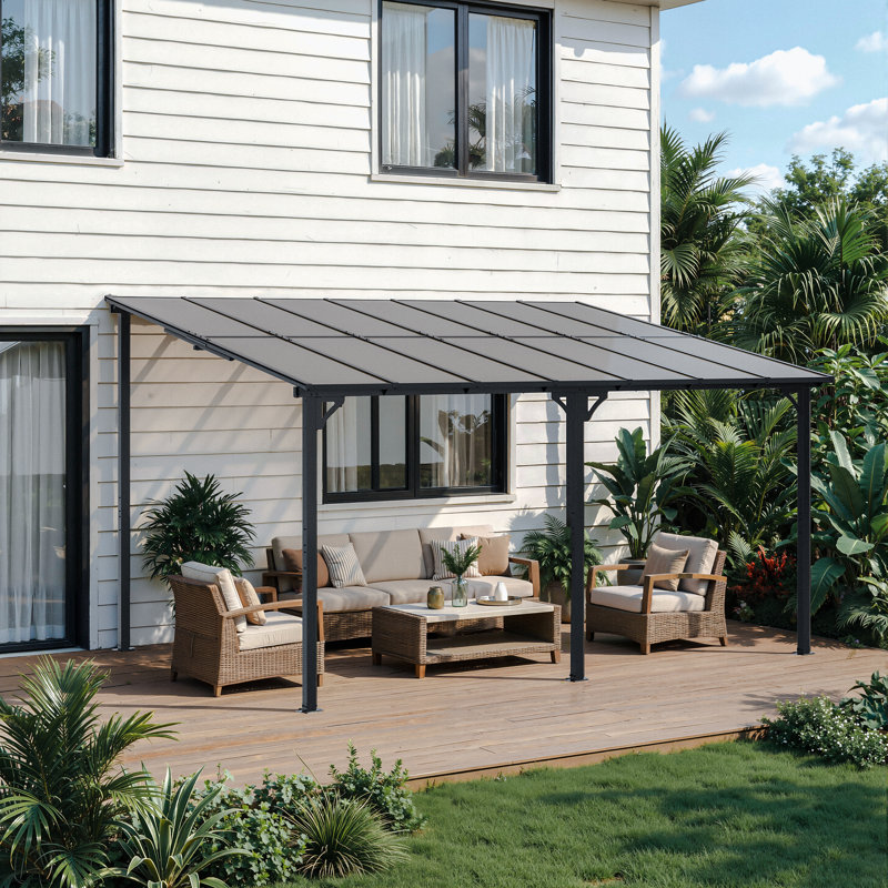 10 pi. L 14 pi. Pergola en acier thermolaqué, H 98,4 po x l 164,6 po x P 118,1 po