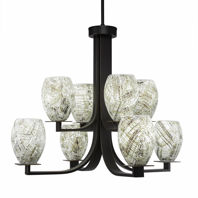 Lustre 8 lumières Besaw illustré avec verre en fusion 5 po, Granit foncé
