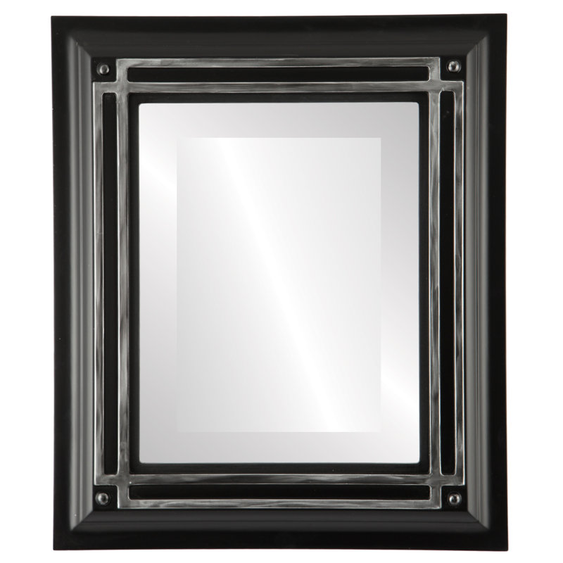 Pinter Rectangle Mirror, 26" H x 22" W, Black/Silver