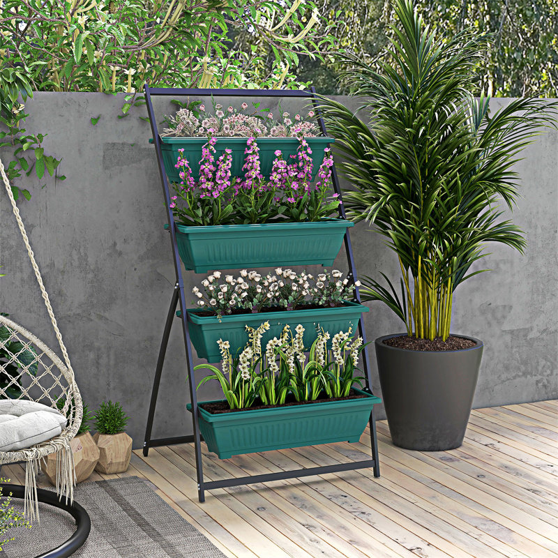 Lit de jardin surélevé 4 niveaux, Vert