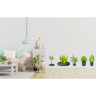 Plant Potted Wall Stickers, Plants Pots Wall Vinyl Sticker Decal, Plants Wall Decoration, Flower Plant Wall Decal, Living Room Decor 337LU