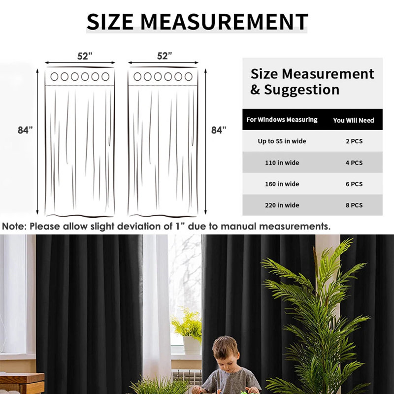 1 Panel 100% Blackout Curtain, 52"×84", Beige