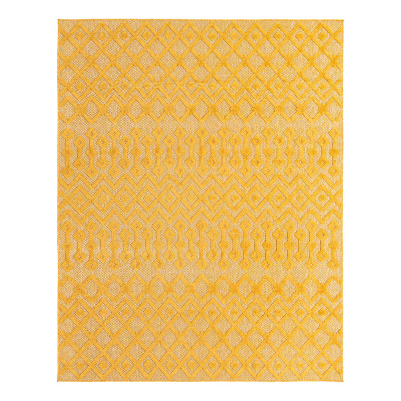 Tapis intérieur / extérieur jaune Gritton, Rectangle 7 pi 10 po x 10 pi