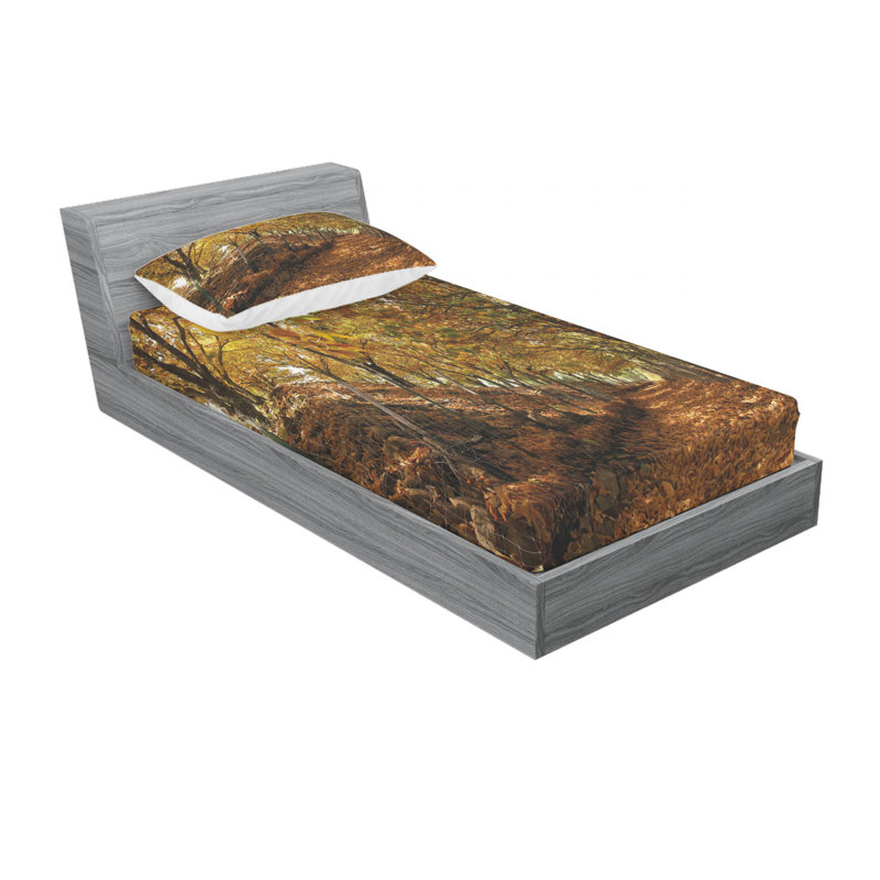 Ensemble de draps à feuilles caduques Autumn Foliage Forest, Ensemble de draps pour lit simple avec drap-housse