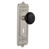 Egg & Dart Plate with Decorative Keyhole and Black Porcelain Door Knob