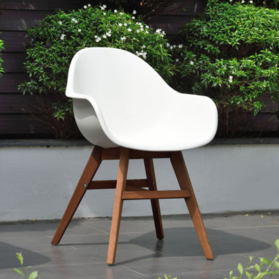 Rafael Wood Patio Dining Chair With Arms (Set Of 2)