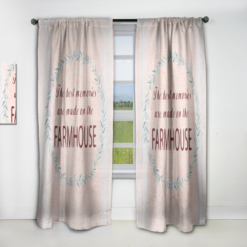 Rideau simple occultant Farmhouse Florals XVII - Abstract Farmhouse, L 52 po x L 120 po