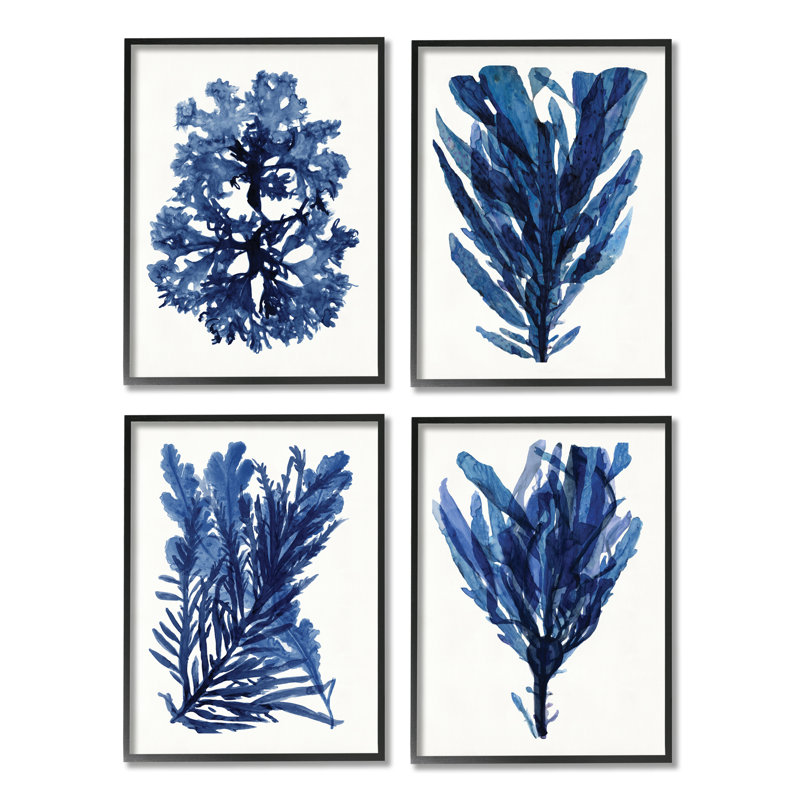 Varech bleu océan, Giclée encadrée noir minuit, H 40 po x l 32 po