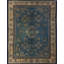 1900s Hand Knotted Pile Wool Antique Floral Medallion Rectangle Blue Rug