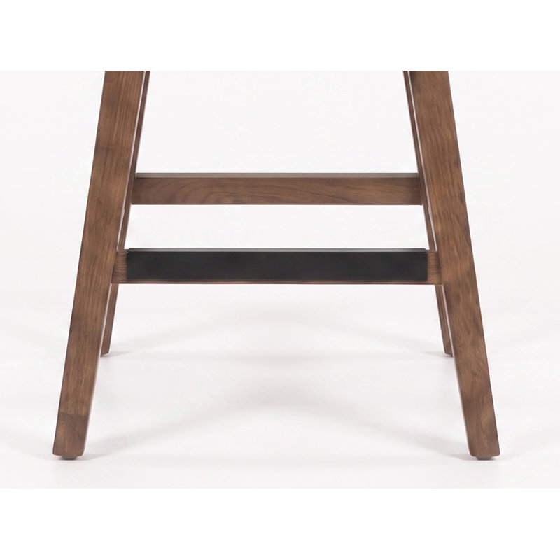 Upholstered Counter Stool with Solid Wood Frame, Brown/Beige, 24"