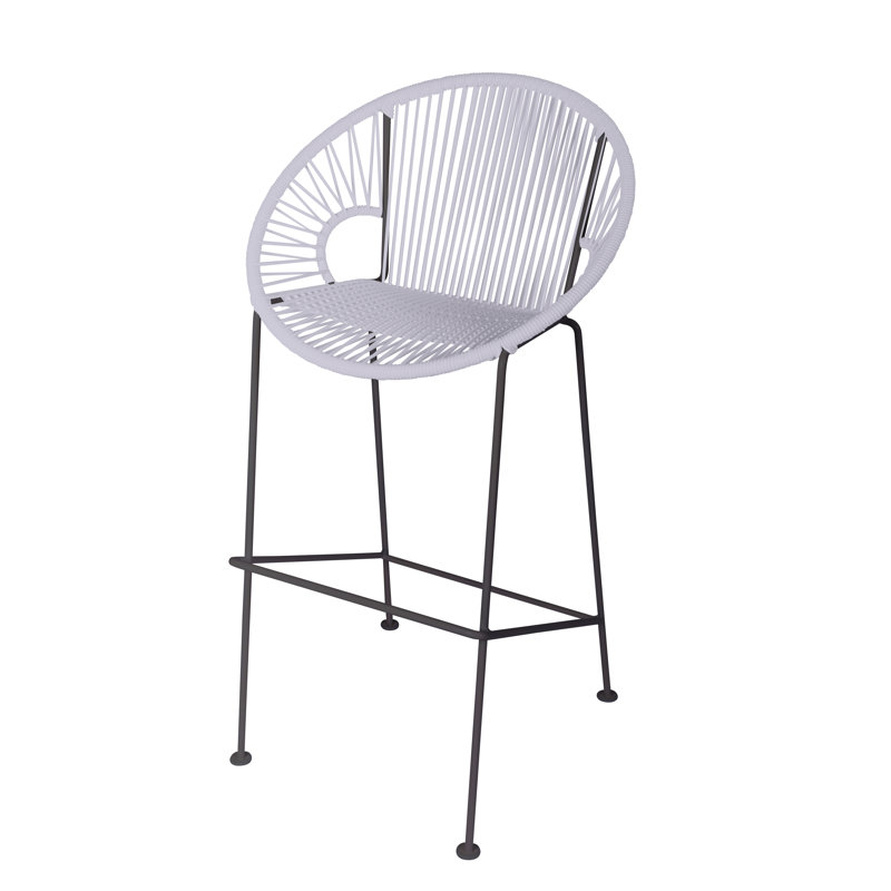 Puerto Outdoor Handmade Bar Height Stool, Black, Clear