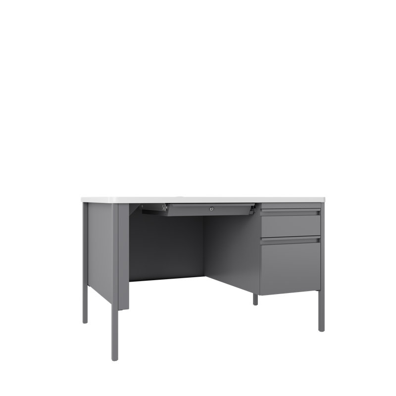 Bureau simple Alberto, Platine / Blanc