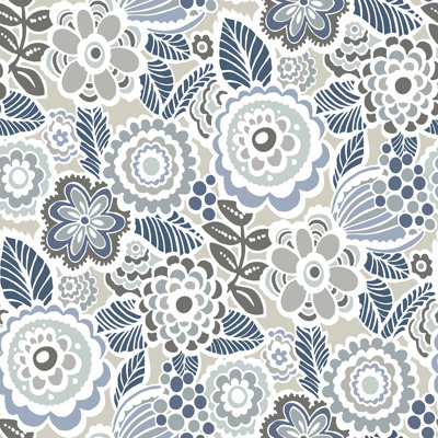 Papier peint floral L 33 pi x l 20,5 po Amneris