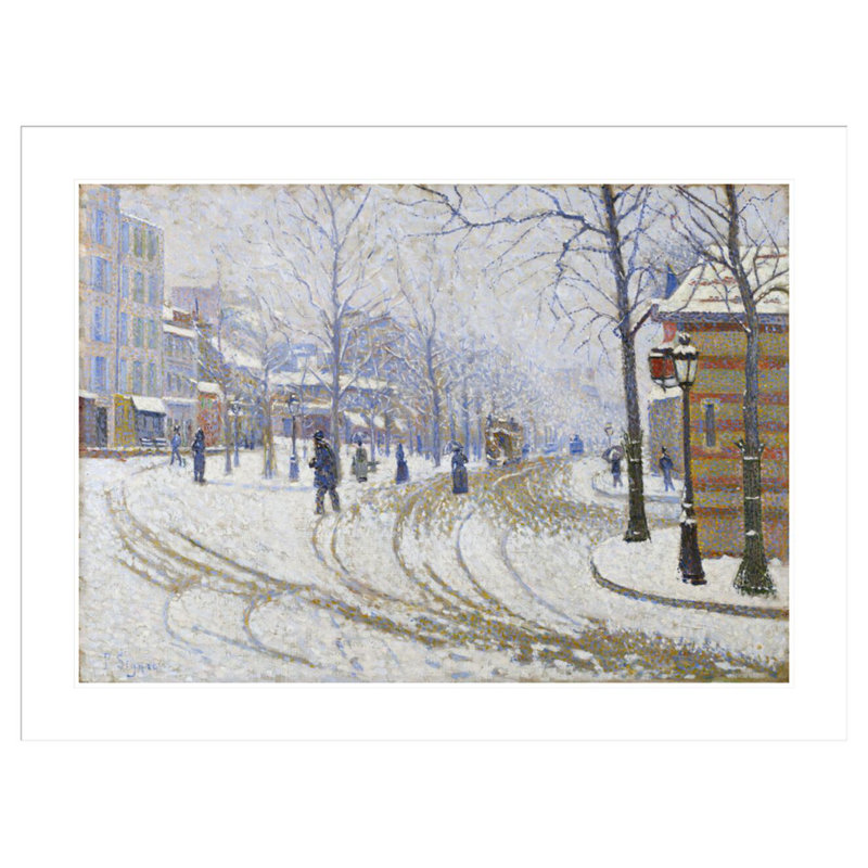«Snow Boulevard de Clichy Paris» par Paul Signac - Estampe numérique encadrée, H 31,4 po x l 41,5 po