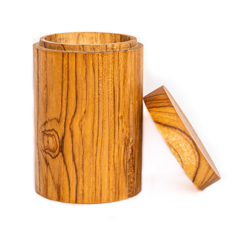 Wood Jar - Set of 4, 4.9" H x 3.14" W x 3.14" D