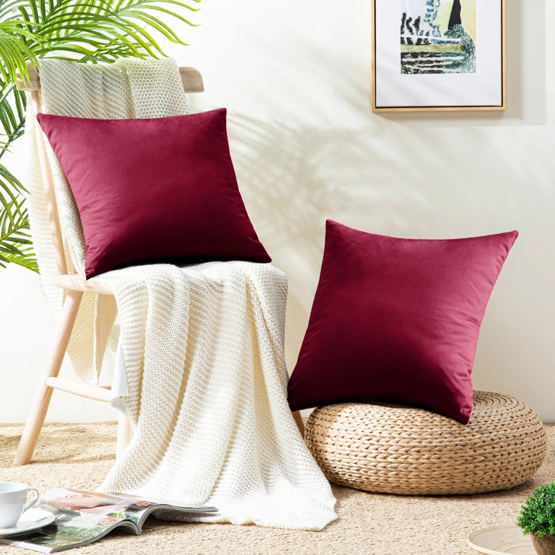 Crushed Velvet Scatter Cushion Cover Set, Burgundy