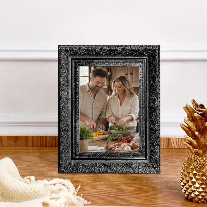 Cadre photo noir 3 pièces 5 po x 7 po avec profil décoratif, Black, 3, 5" W x 7" H