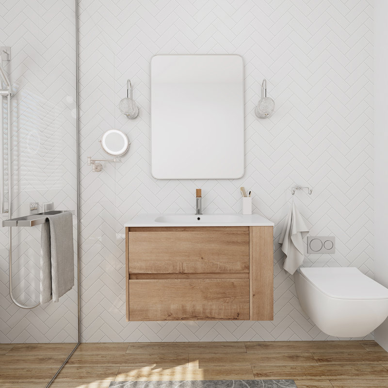 Meuble-lavabo mural avec lavabo en gel