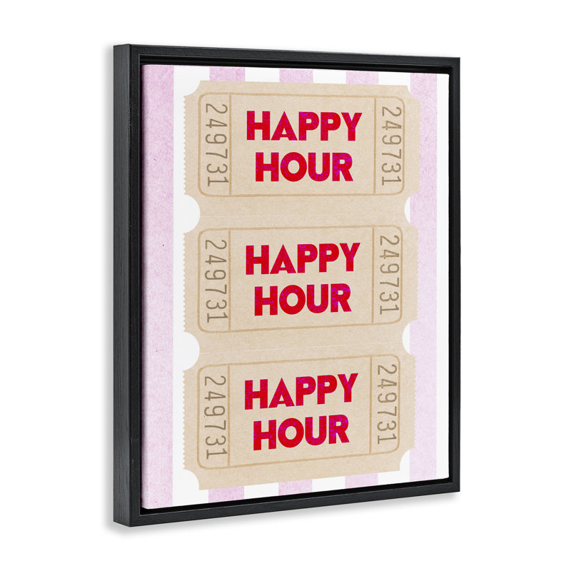 Art mural encadré Happy Hour, Cadre flottant noir de jais, H 21 po x l 17 po
