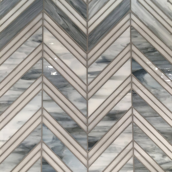 Chevron 12" x 12" Glass Random Mosaic Wall Tile